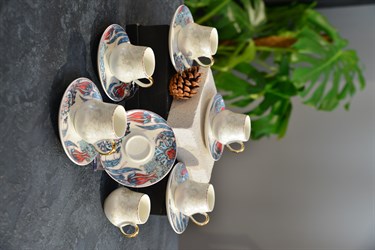 İznik 6 Kişilik Porselen Türk Kahvesi Fincan Takımı
